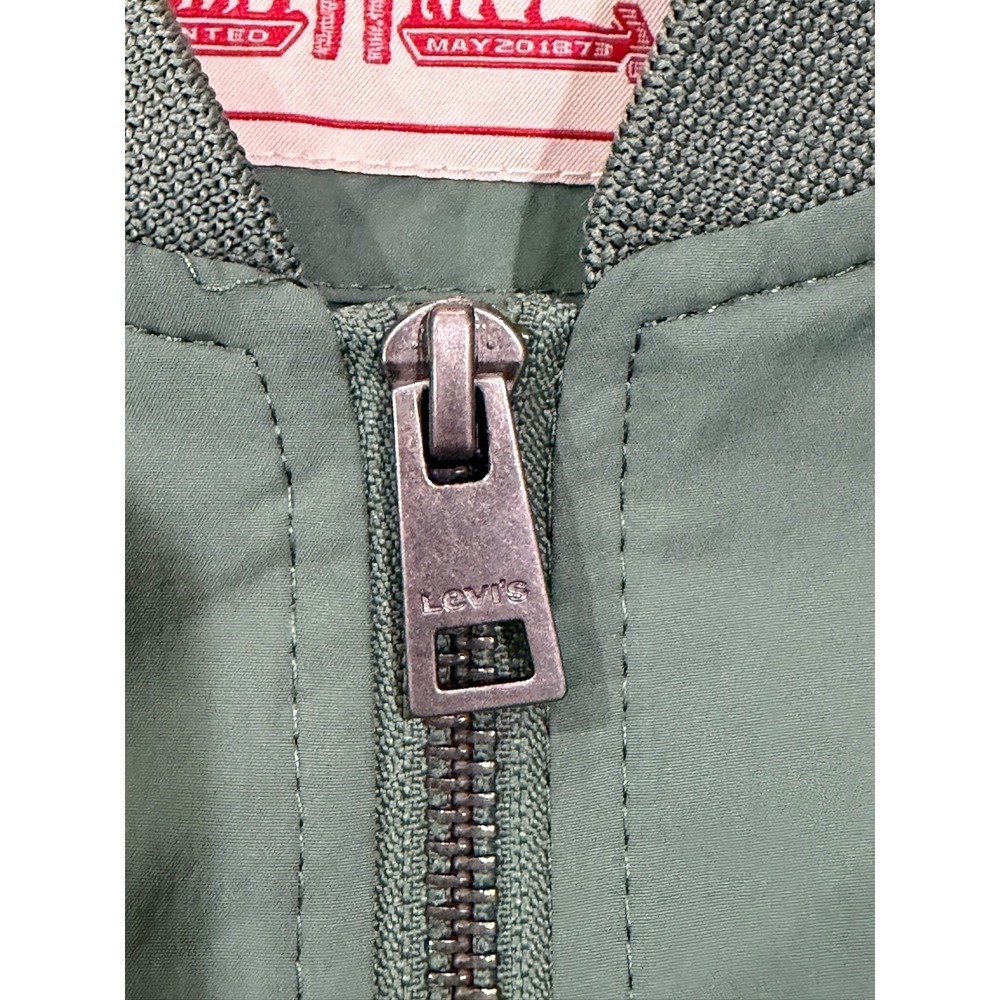 Levis Womens Bomber Jacket Laurel Green Full Zip Utility Pocket Coat New - Picture 6 of 13